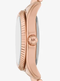 Petite montre Lexington ton or rose avec pierres pavées