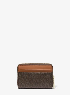 Petit porte-cartes entièrement zippé Jet Set à logo Signature