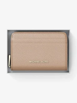 Petit porte-cartes entièrement zippé Jet Set en cuir grainé