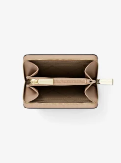 Petit porte-cartes entièrement zippé Jet Set en cuir grainé