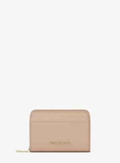 Petit porte-cartes entièrement zippé Jet Set en cuir grainé
