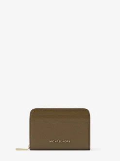 Petit porte-cartes entièrement zippé Jet Set en cuir grainé