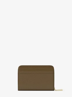 Petit porte-cartes entièrement zippé Jet Set en cuir grainé