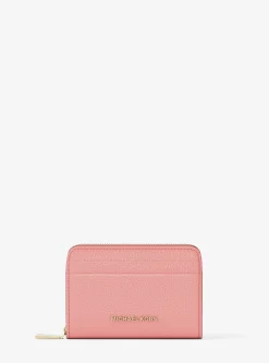 Petit porte-cartes entièrement zippé Jet Set en cuir grainé