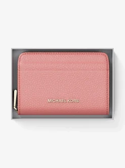Petit porte-cartes entièrement zippé Jet Set en cuir grainé