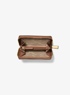 Petit porte-cartes entièrement zippé Jet Set en cuir grainé