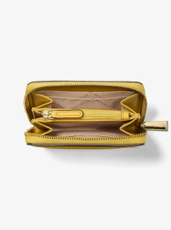Petit porte-cartes entièrement zippé Jet Set en cuir grainé