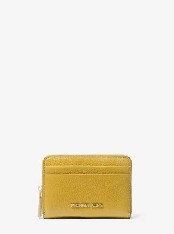 Petit porte-cartes entièrement zippé Jet Set en cuir grainé