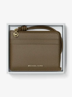 Petit porte-cartes Jet Set en cuir grainé à dragonne