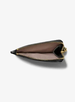 Petit porte-cartes Jet Set en cuir grainé à dragonne