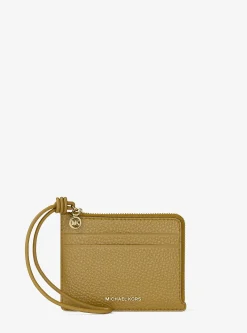 Petit porte-cartes Jet Set en cuir grainé à dragonne