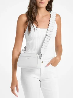 Petit sac à bandoulière décorée de cœurs pour appareil photo Jet Set en cuir