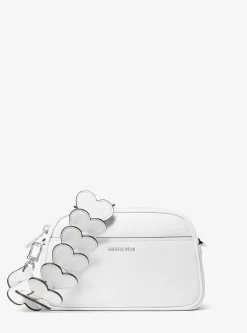 Petit sac à bandoulière décorée de cœurs pour appareil photo Jet Set en cuir