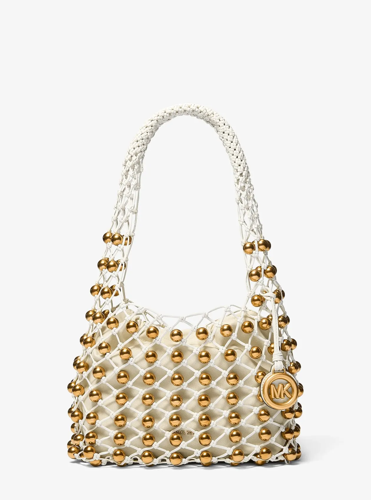 Petit sac bohème porté épaule Gwen en cuir tissé à la main et clouté en édition limitée