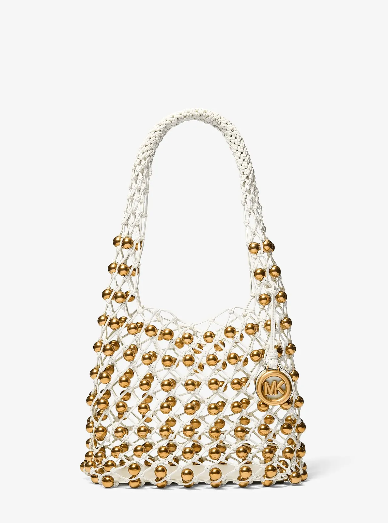 Petit sac bohème porté épaule Gwen en cuir tissé à la main et clouté en édition limitée