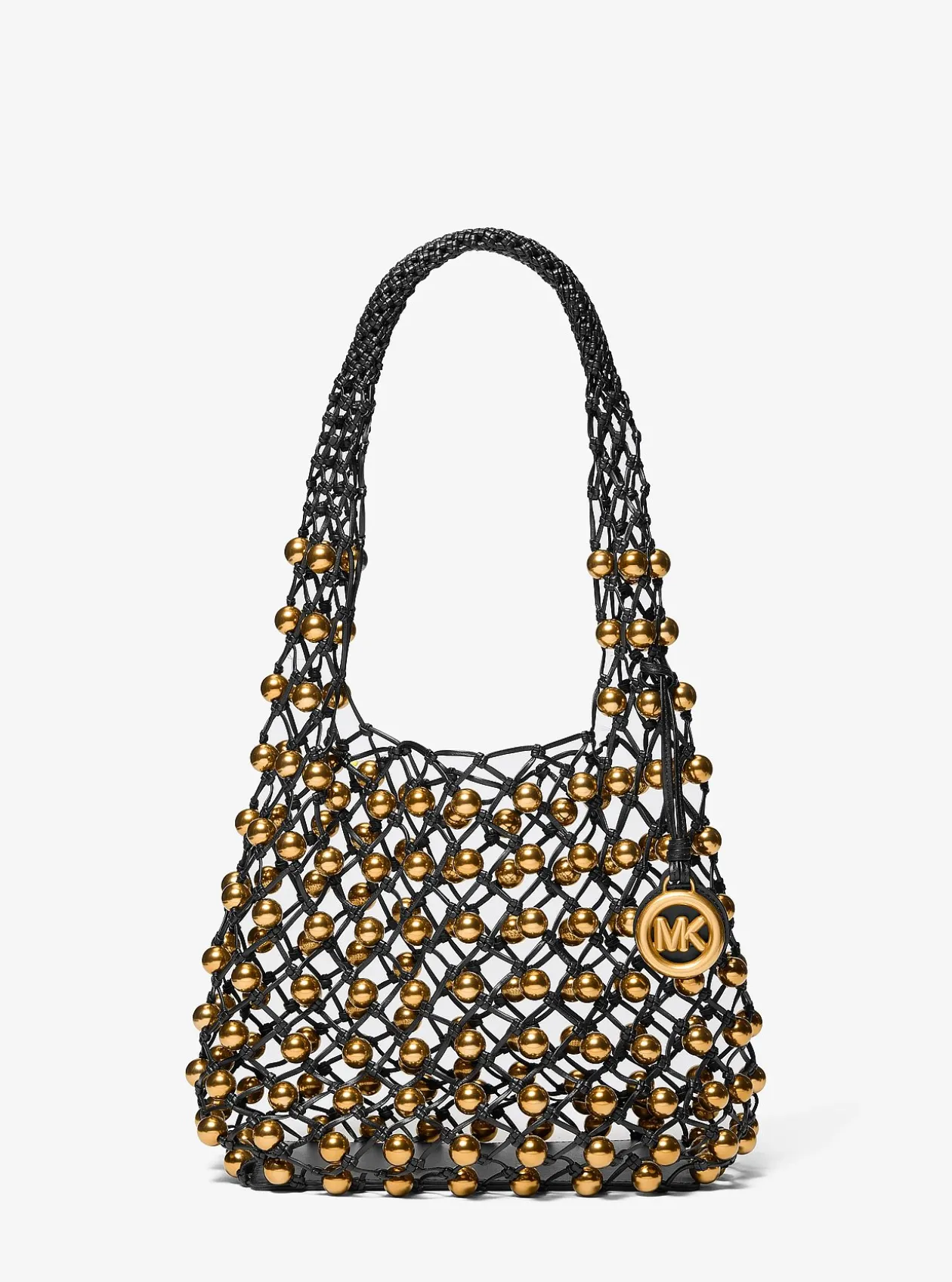 Petit sac bohème porté épaule Gwen en cuir tissé à la main et clouté en édition limitée