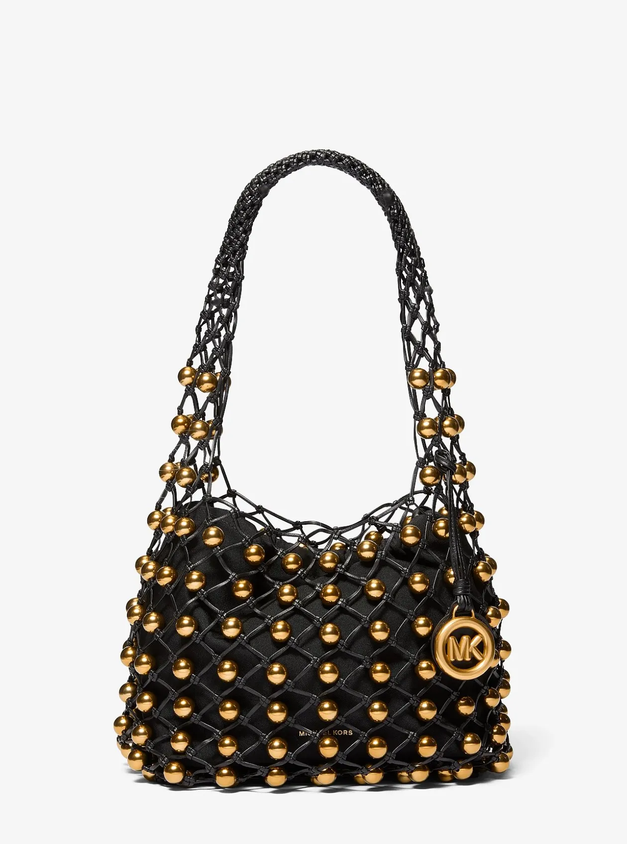 Petit sac bohème porté épaule Gwen en cuir tissé à la main et clouté en édition limitée