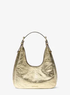 Petit sac porté épaule bohème Nolita en cuir métallisé craquelé
