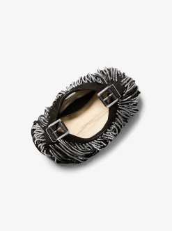 Petit sac porté épaule bohème Nolita en daim à franges cloutées en édition limitée
