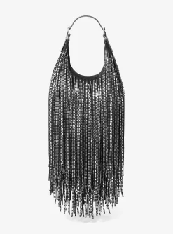 Petit sac porté épaule bohème Nolita en daim à franges cloutées en édition limitée