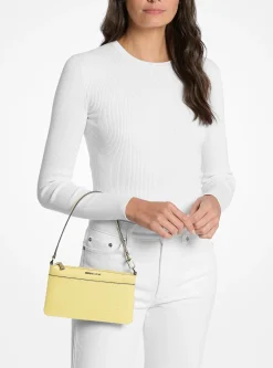 Pochette à sangle Jet Set de taille moyenne en cuir grainé