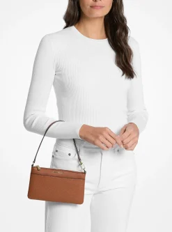 Pochette à sangle Jet Set de taille moyenne en cuir grainé