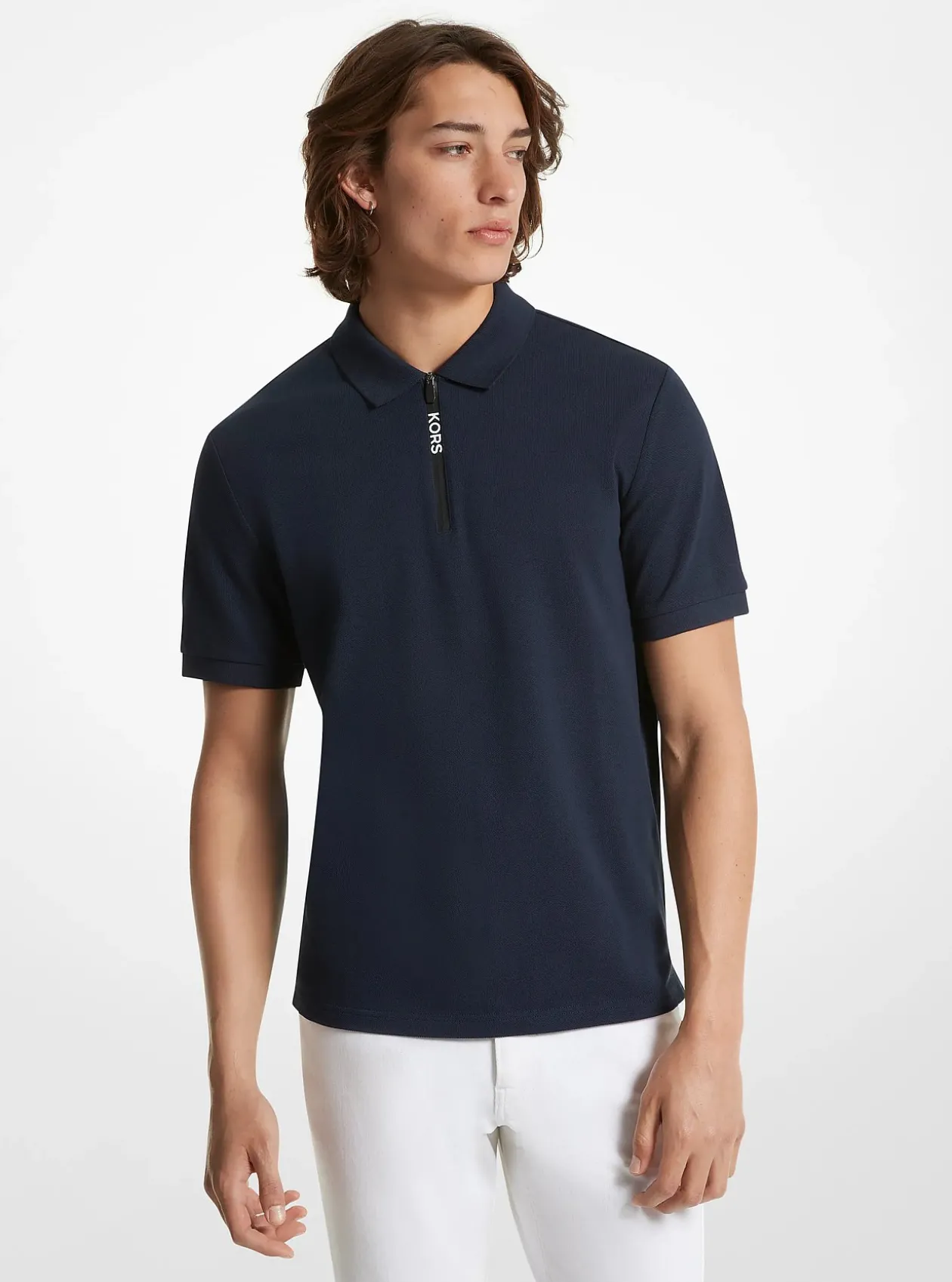 Polo en coton à demi-zip