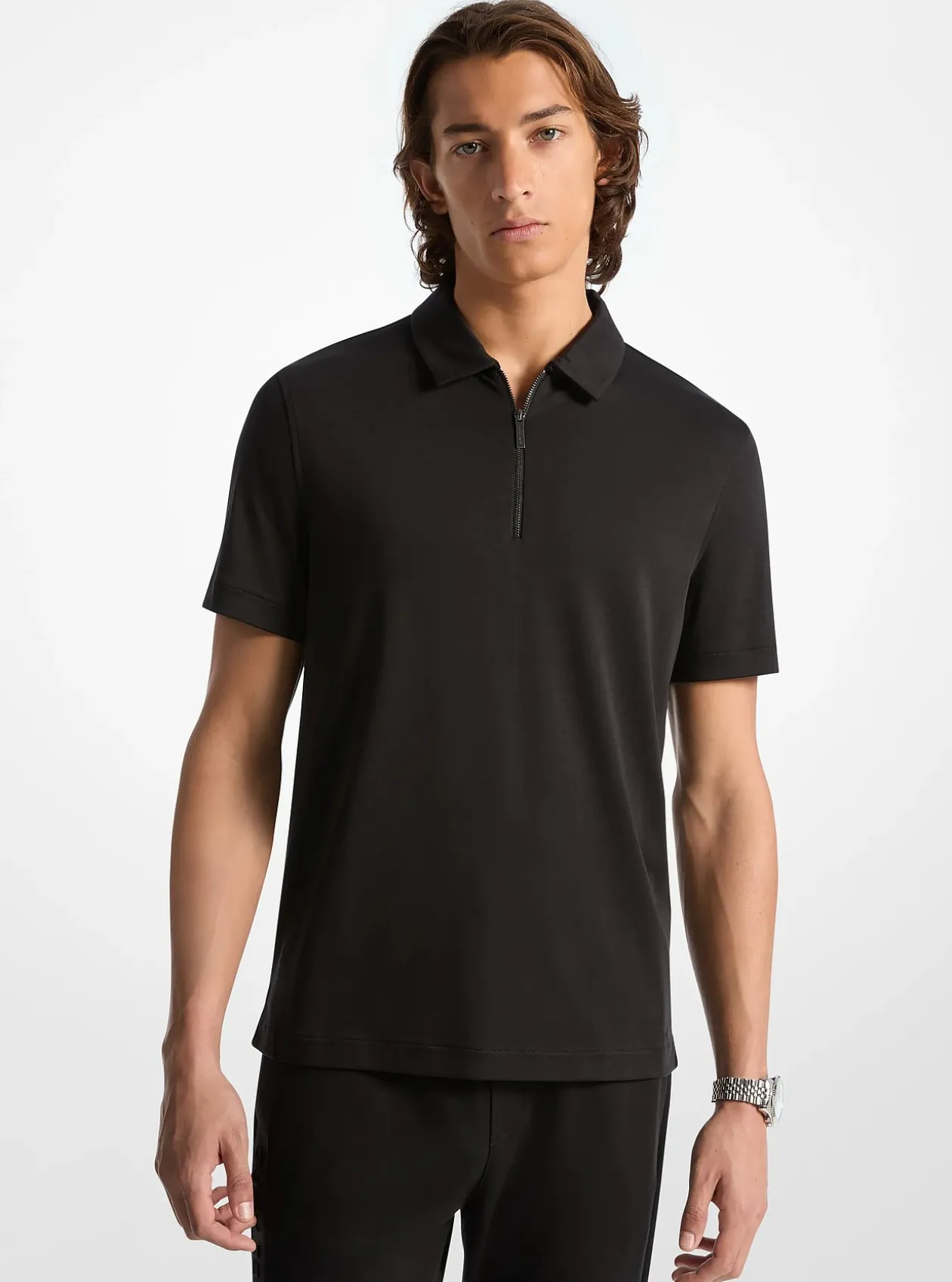 Polo en coton à demi-zip