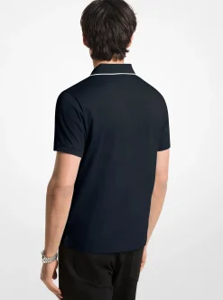 Polo en jersey de coton avec bordure à logo