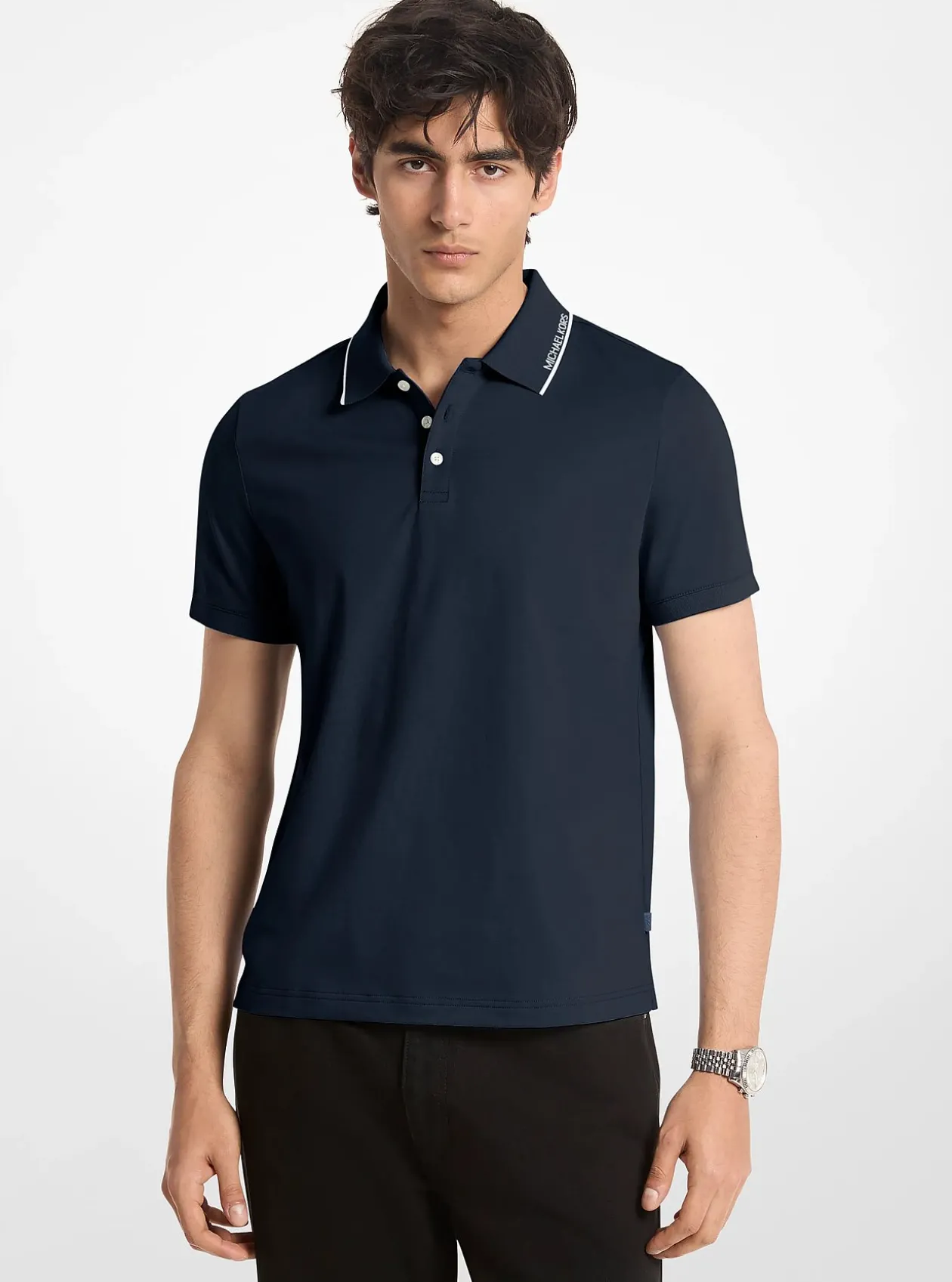 Polo en jersey de coton avec bordure à logo
