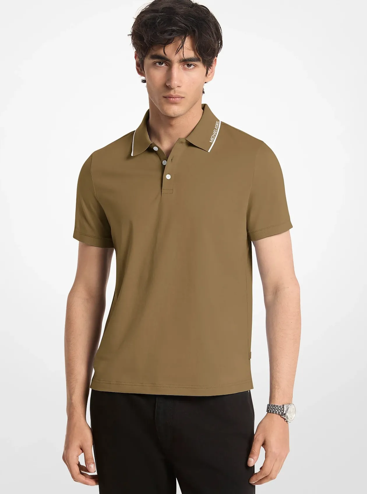 Polo en jersey de coton avec bordure à logo