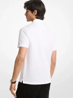 Polo zippé en piqué de coton mélangé