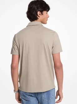 Polo zippé en piqué de coton mélangé