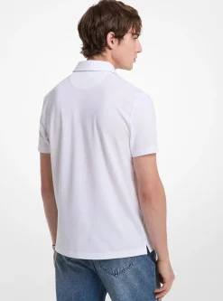 Polo zippé en piqué de coton mélangé