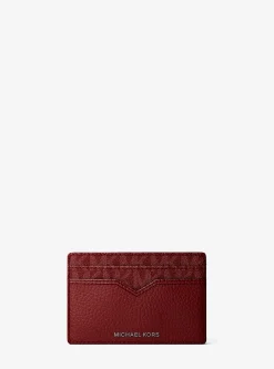 Porte-cartes Hudson en cuir grainé avec pince à billets et logo Signature