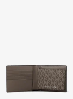 Portefeuille compact Cooper en cuir à logo Signature avec porte-cartes