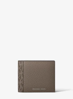 Portefeuille compact Cooper en cuir à logo Signature avec porte-cartes