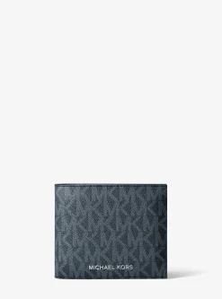 Portefeuille compact Greyson à logo avec compartiment à monnaie