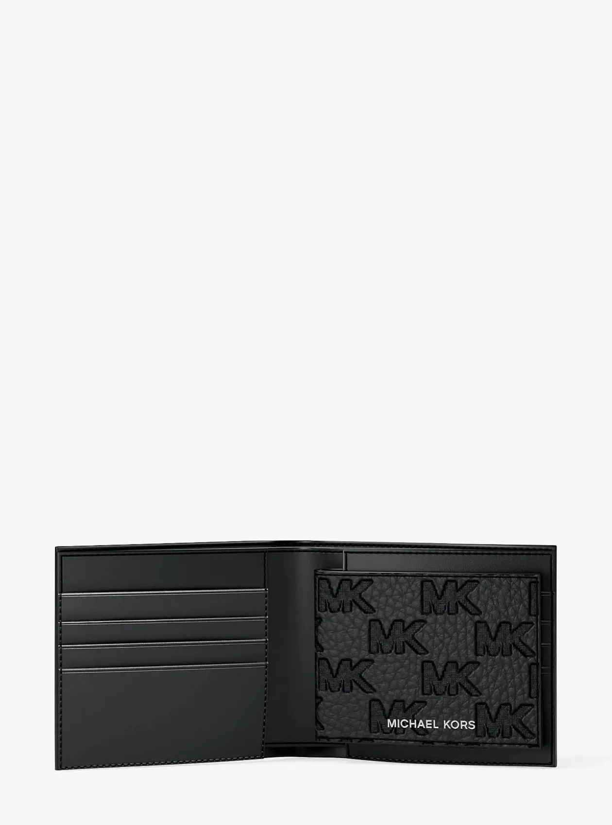 Portefeuille compact Hudson avec porte-cartes en cuir à logo en relief