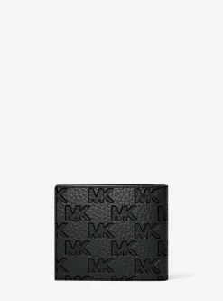 Portefeuille compact Hudson avec porte-cartes en cuir à logo en relief