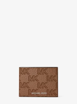 Portefeuille compact Hudson avec porte-cartes en cuir à logo en relief