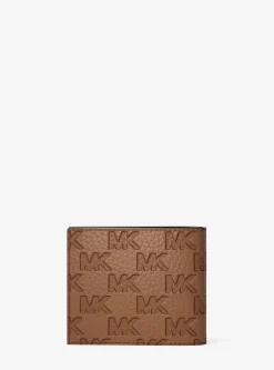 Portefeuille compact Hudson avec porte-cartes en cuir à logo en relief