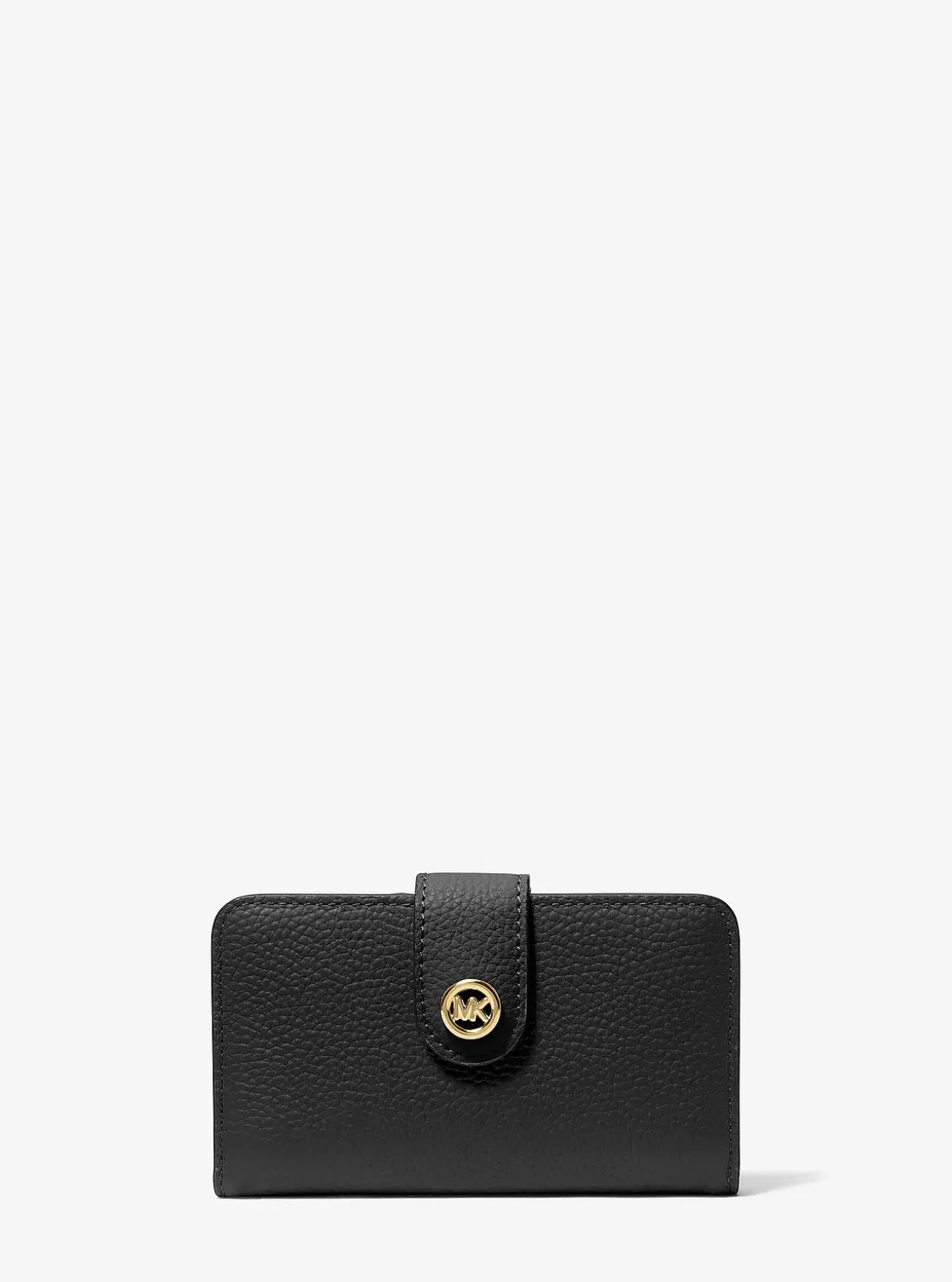 Portefeuille de taille moyenne en cuir grainé à breloque MK Pop