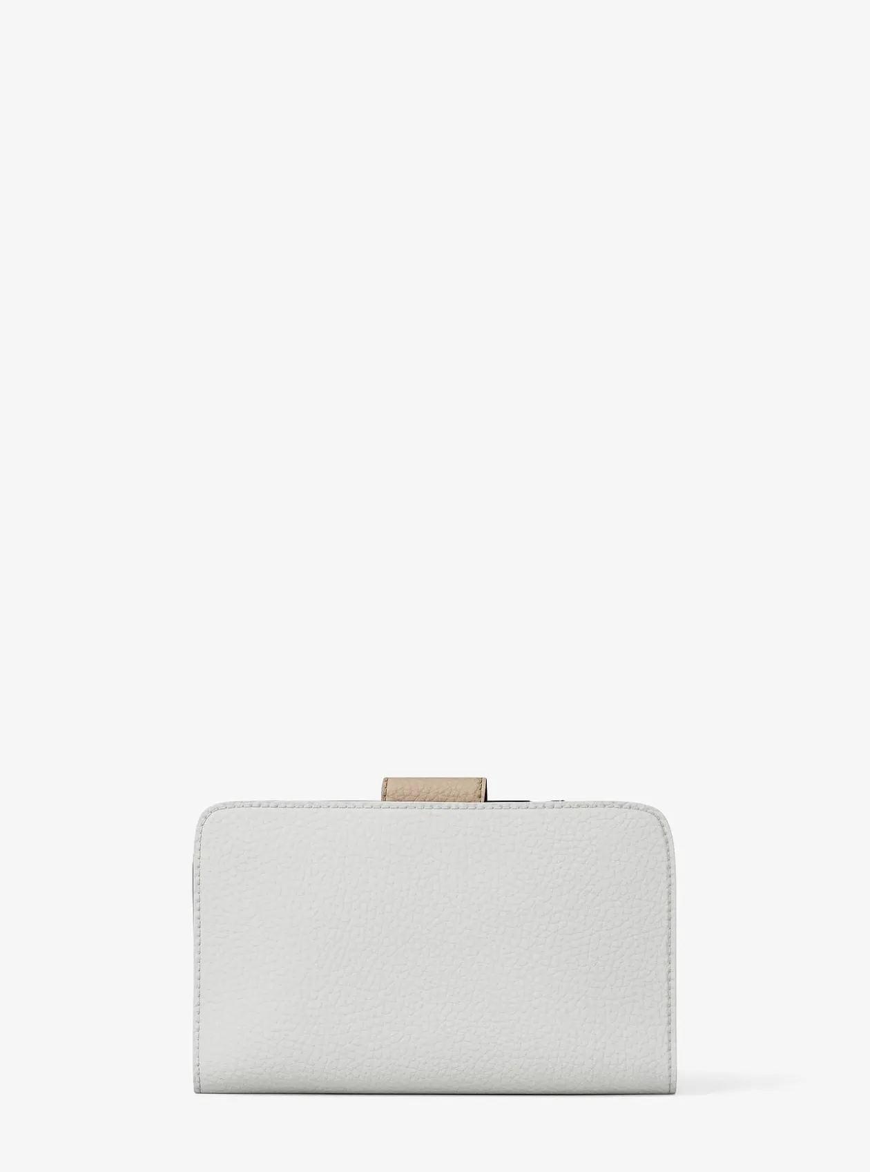 Portefeuille de taille moyenne en cuir grainé à couleurs contrastées à logo et à breloque MK Pop