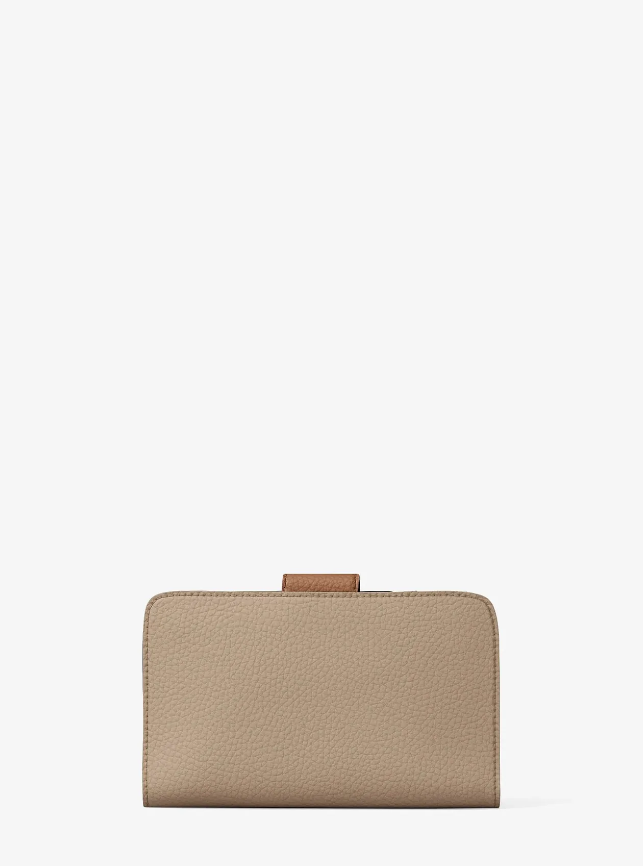 Portefeuille de taille moyenne en cuir grainé à couleurs contrastées à logo et à breloque MK Pop
