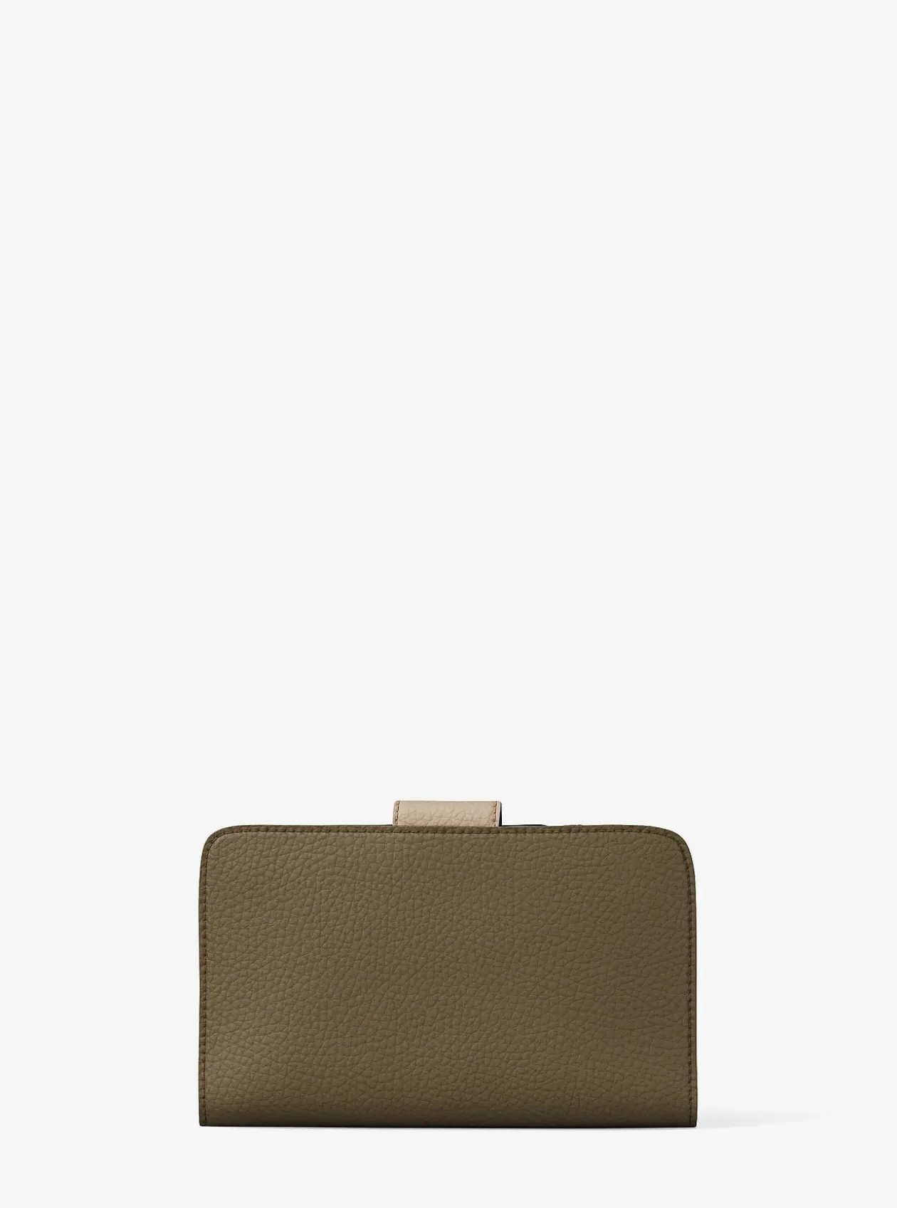Portefeuille de taille moyenne en cuir grainé à couleurs contrastées à logo et à breloque MK Pop
