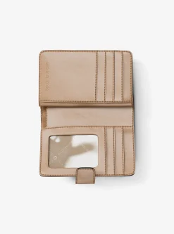 Portefeuille Jet Set Travel tissé de taille moyenne à logo Signature