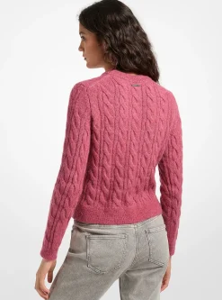 Pull en tricot torsadé en mélange de nylon et d'alpaga