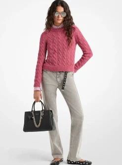 Pull en tricot torsadé en mélange de nylon et d'alpaga