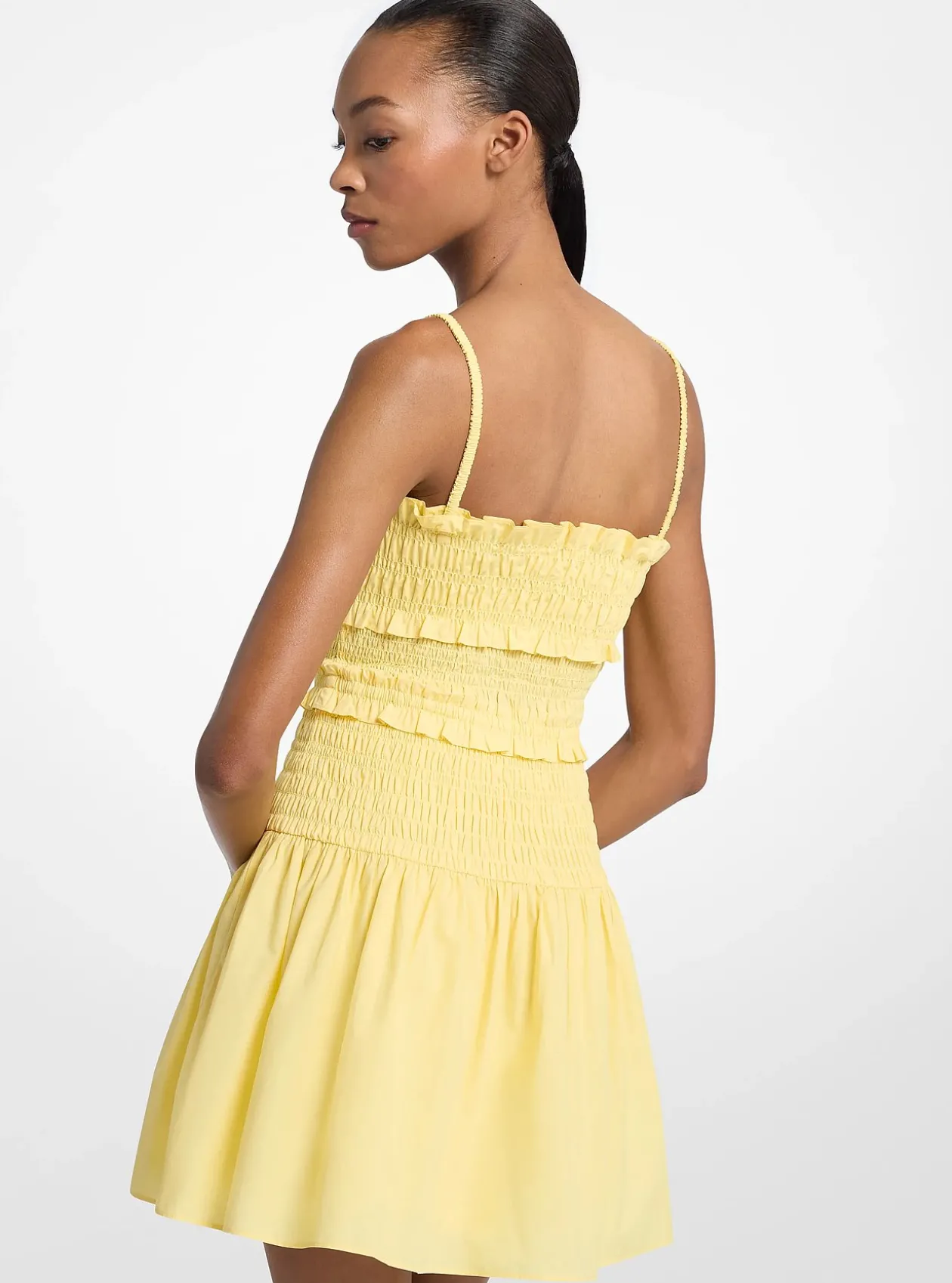 Robe débardeur smockée en popeline de coton